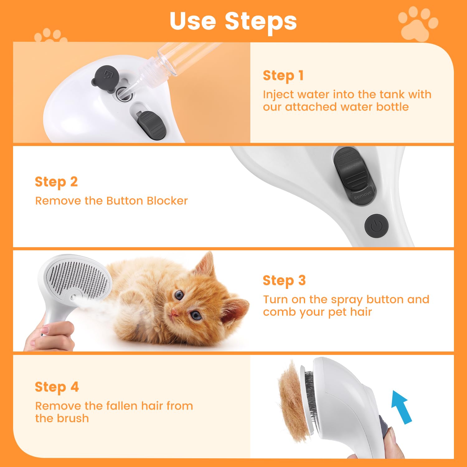 FourSeas Pet Steam Brush – brossage silencieux à 30 dB.