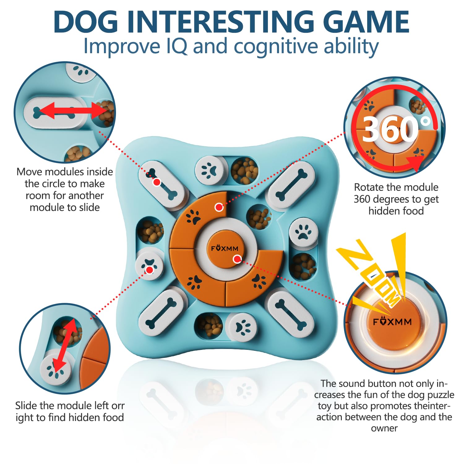 FOXMM puzzle chien alimentation lente pour un repas réfléchi