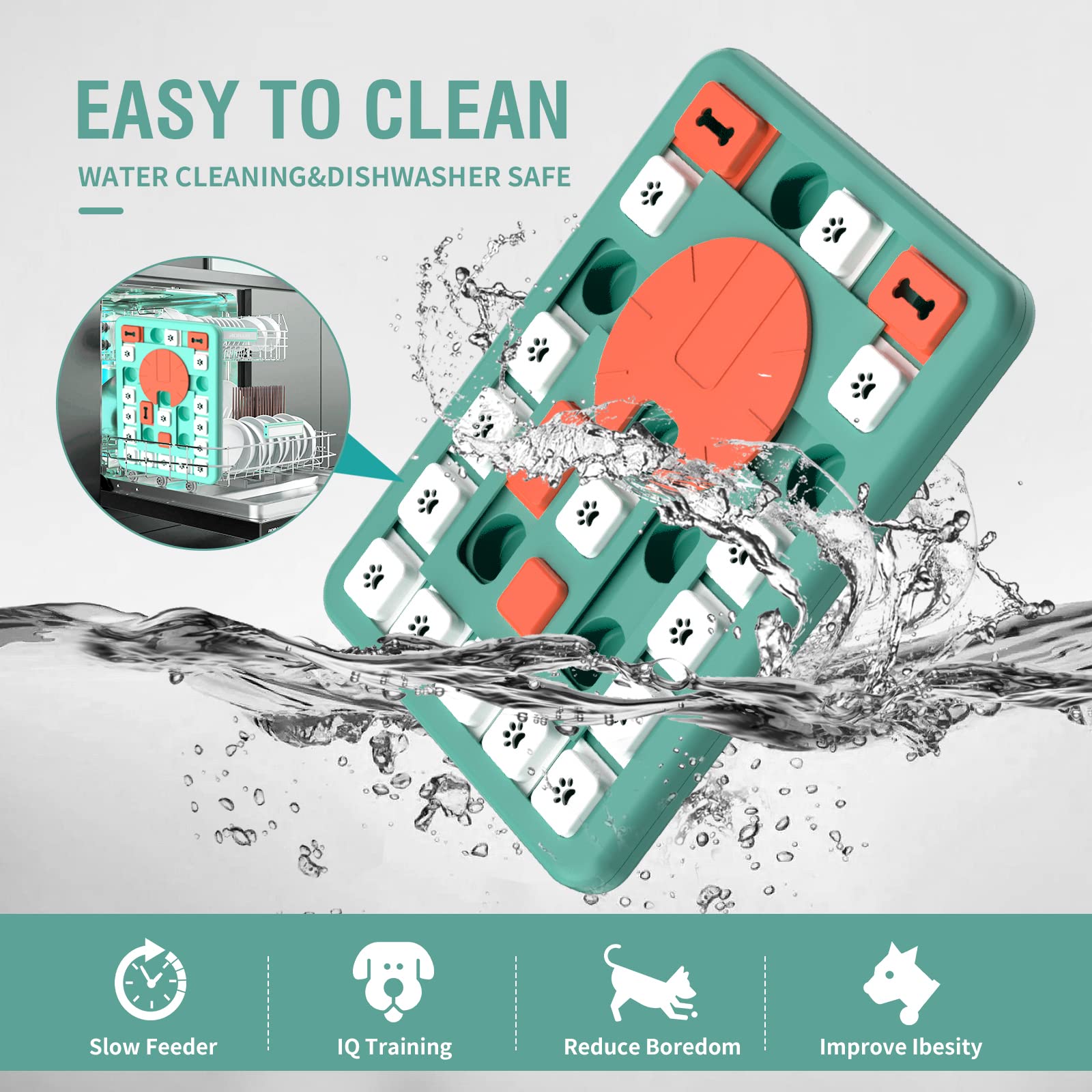 FOXMM matiere PP sans danger, jouet puzzle alimentaire durable pour chiens.