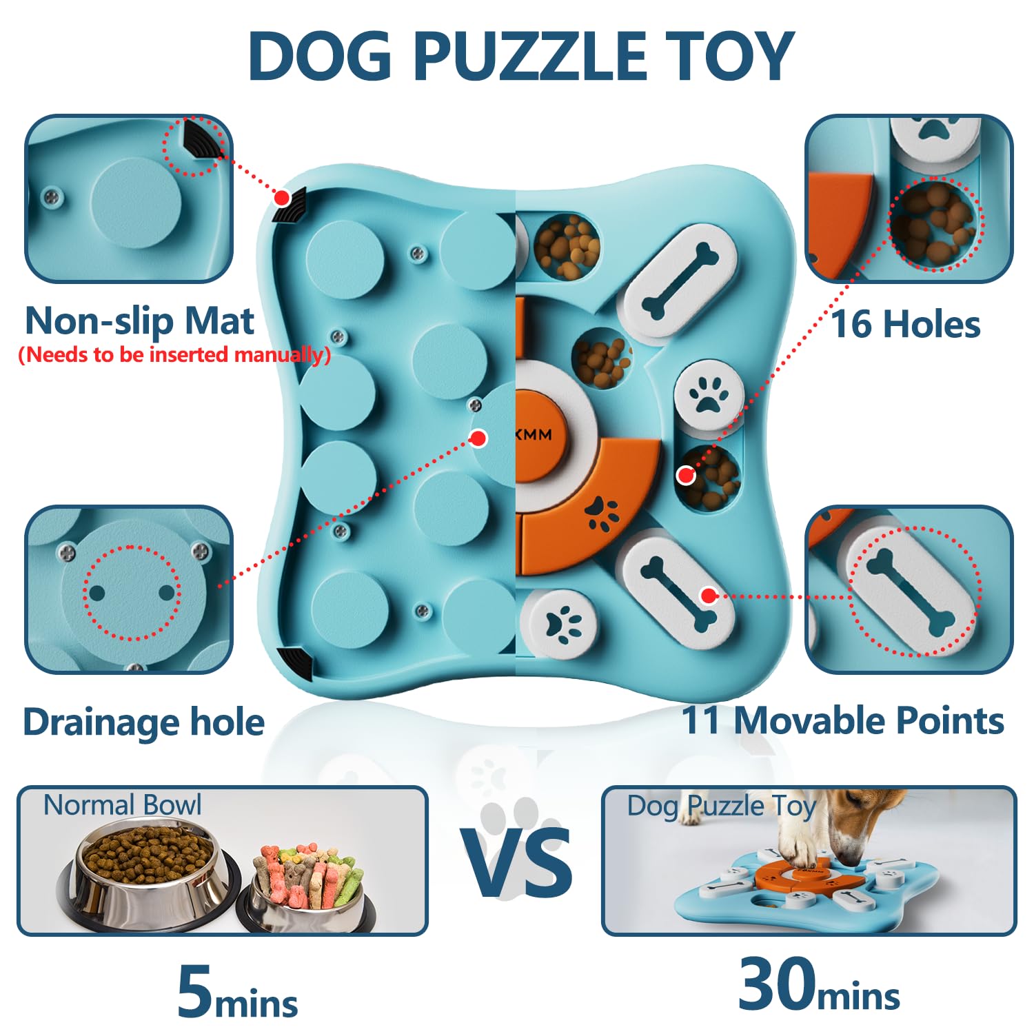 FOXMM jouet puzzle en PP sûr sans toxines pour chien