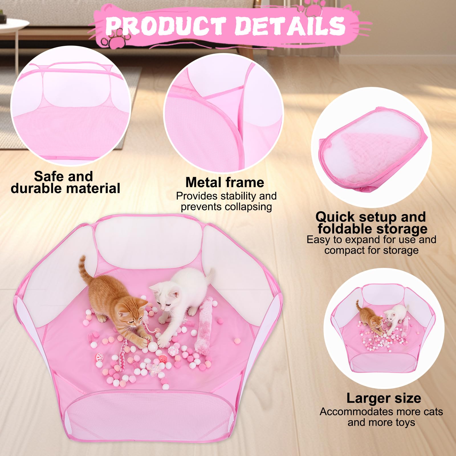Foxtell boule cloche chat rose, sonorité attrayante favorisant le jeu.