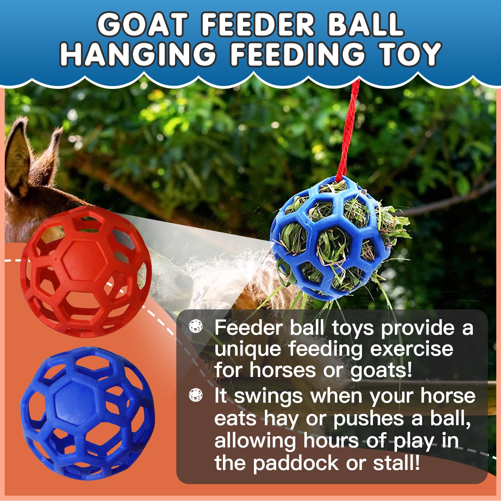 Foycow balle de foin pour chevaux en caoutchouc durable, pratique en écurie.