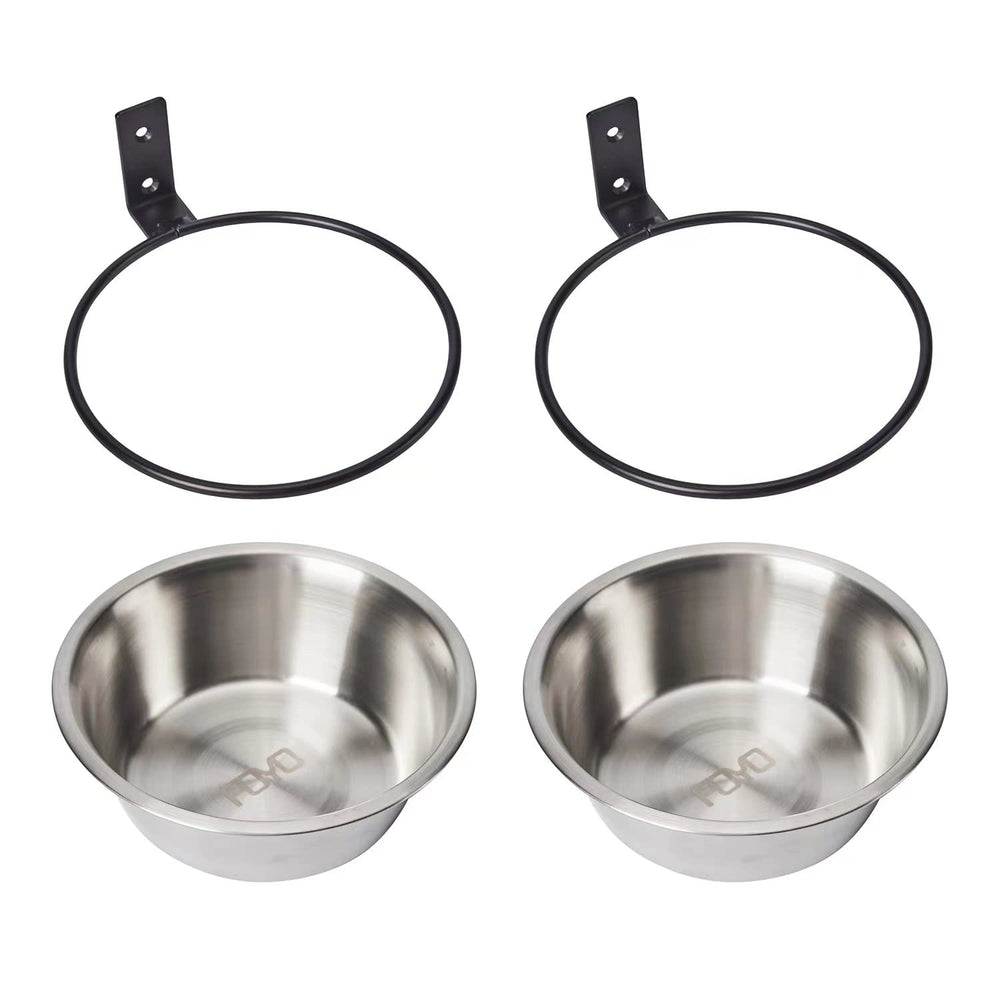 FOYO-bols-inox-chat-hauteur offrent deux bols en acier inox pour repas faciles.