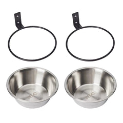 FOYO-bols-inox-chat-hauteur offrent deux bols en acier inox pour repas faciles.