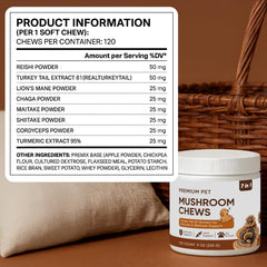 Mélange d'ingrédients champignons FQMUEV, prébiotiques naturels et variété fonctionnelle.