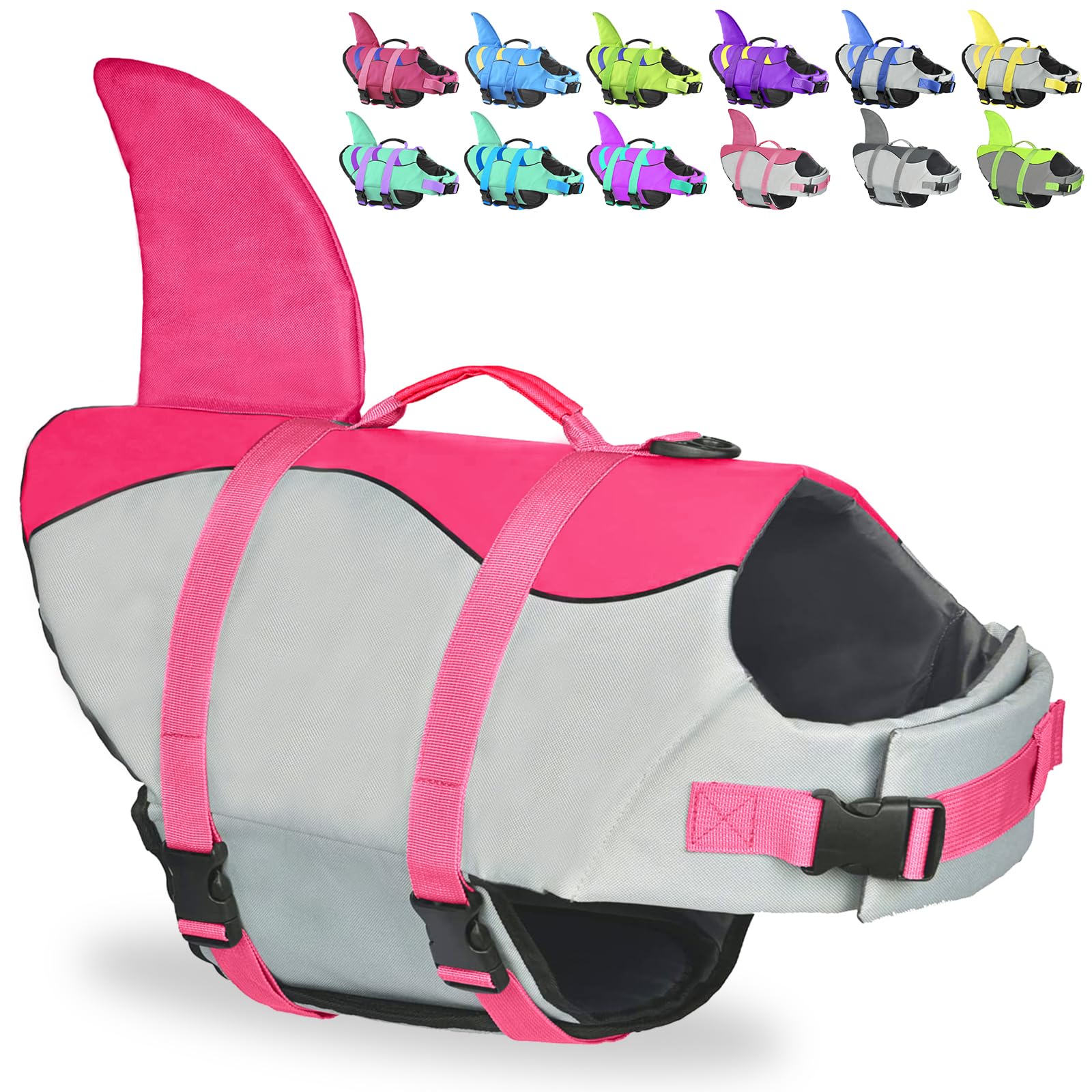 Fragralley gilet chien requin ajustable pour une nage en sécurité et agréable.
