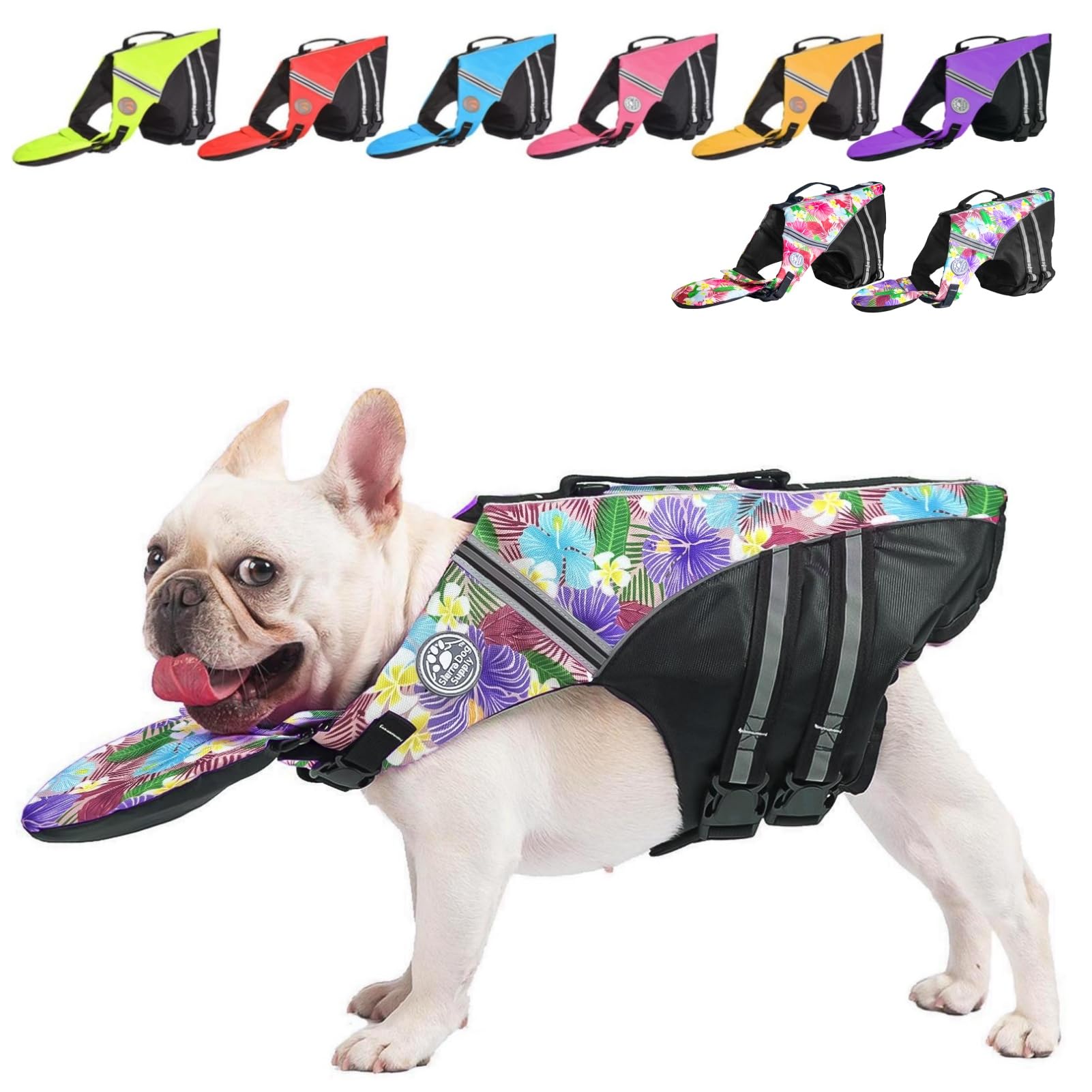 Fragralley gilet sauvetage pour bouledogue français, confort et flottabilité.