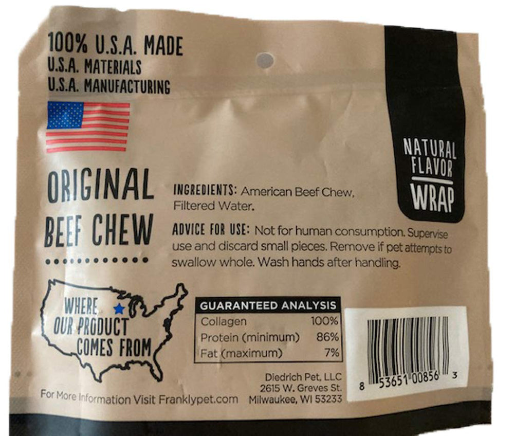 Gros plan sur les bouchées Frankly au bœuf enroulées, idéal pour chiens actifs.