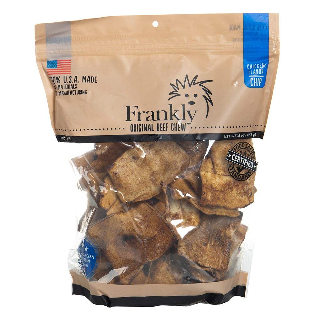 Chips boeuf saveur poulet par Frankly Pet Nws, friandise croquante idéale pour récompenser votre chien
