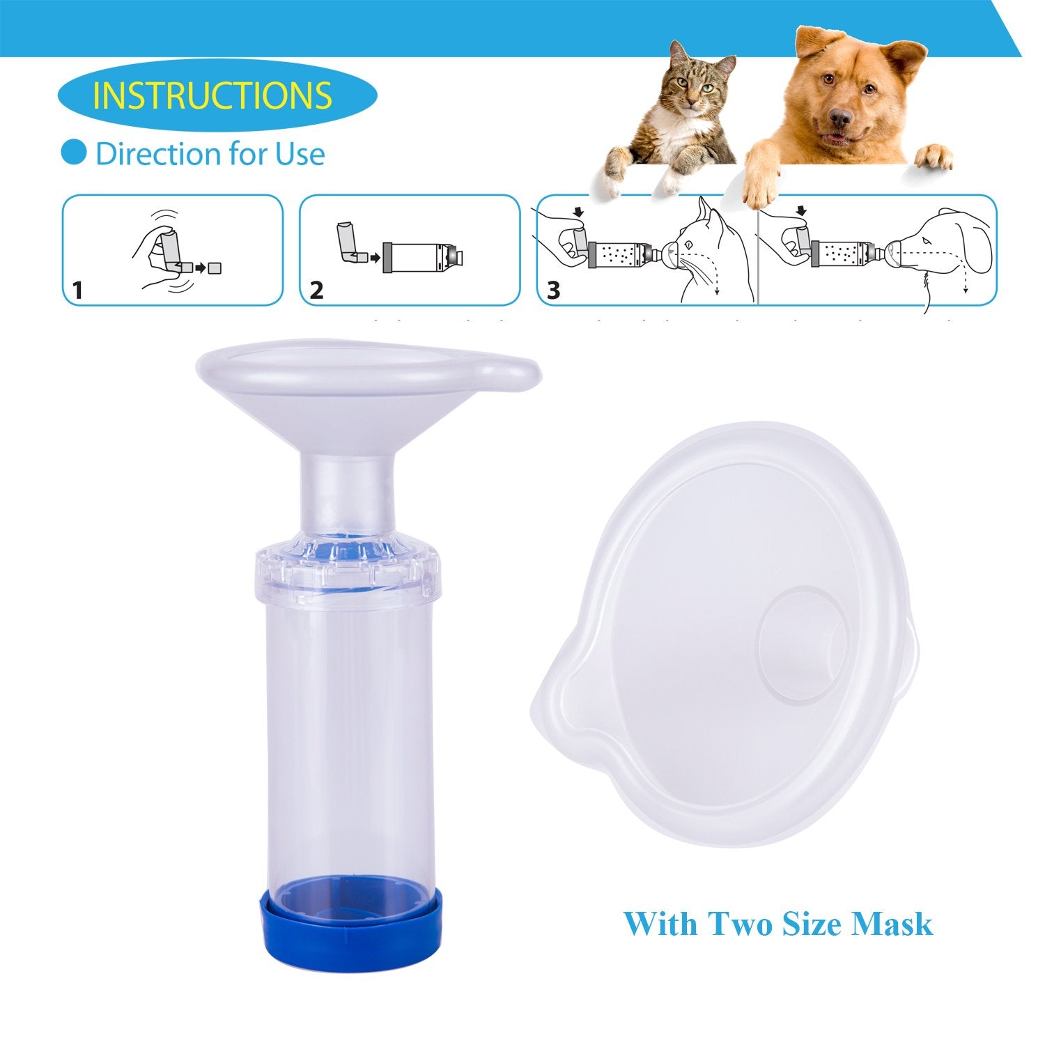 Free-Space inhalateur spacer montre le masque petit pour chat, offrant confort et ajustement.