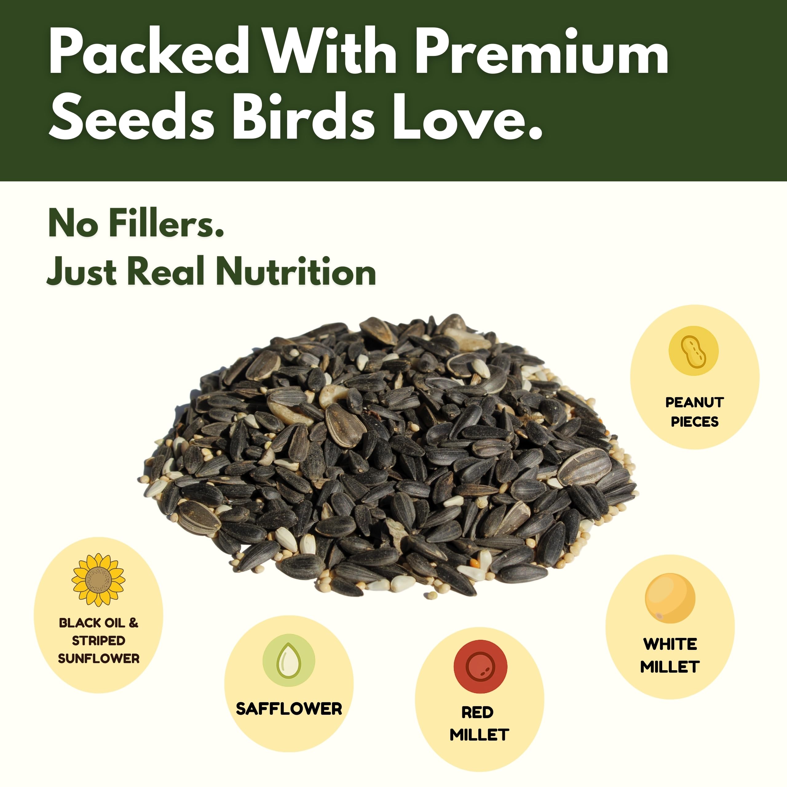 Freebird graines carthame pour exterieur, nourrir les oiseaux en hiver.