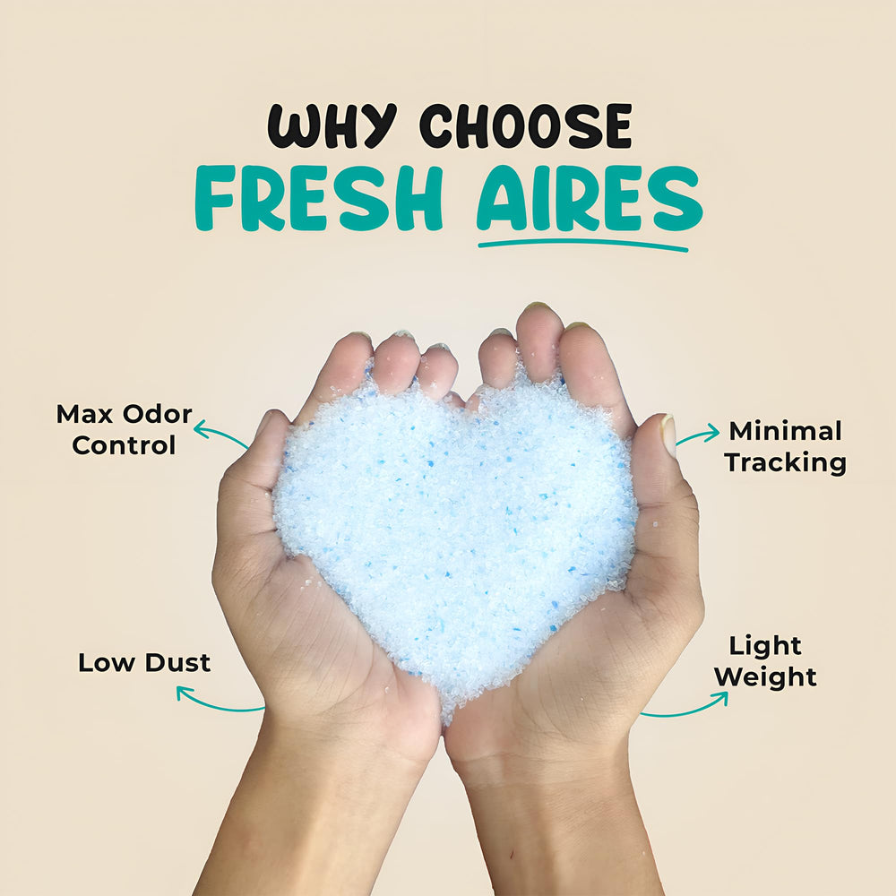 Fresh Aires Litière Cristaux Silice Sans Parfum, intérieur neutre et frais.