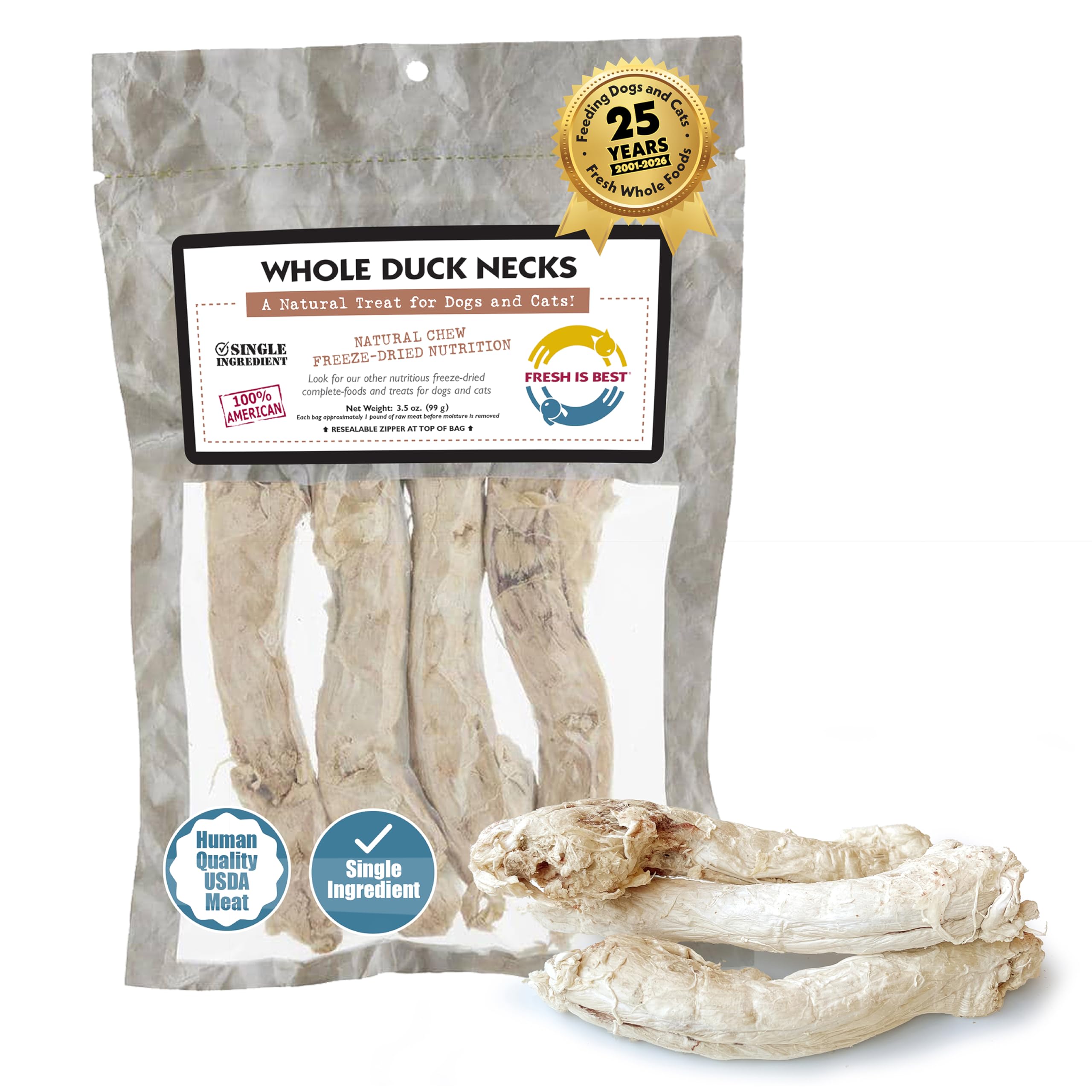 Fresh Is Best - Cou de canard séché: friable et riche en protéines pour récompenser votre animal.