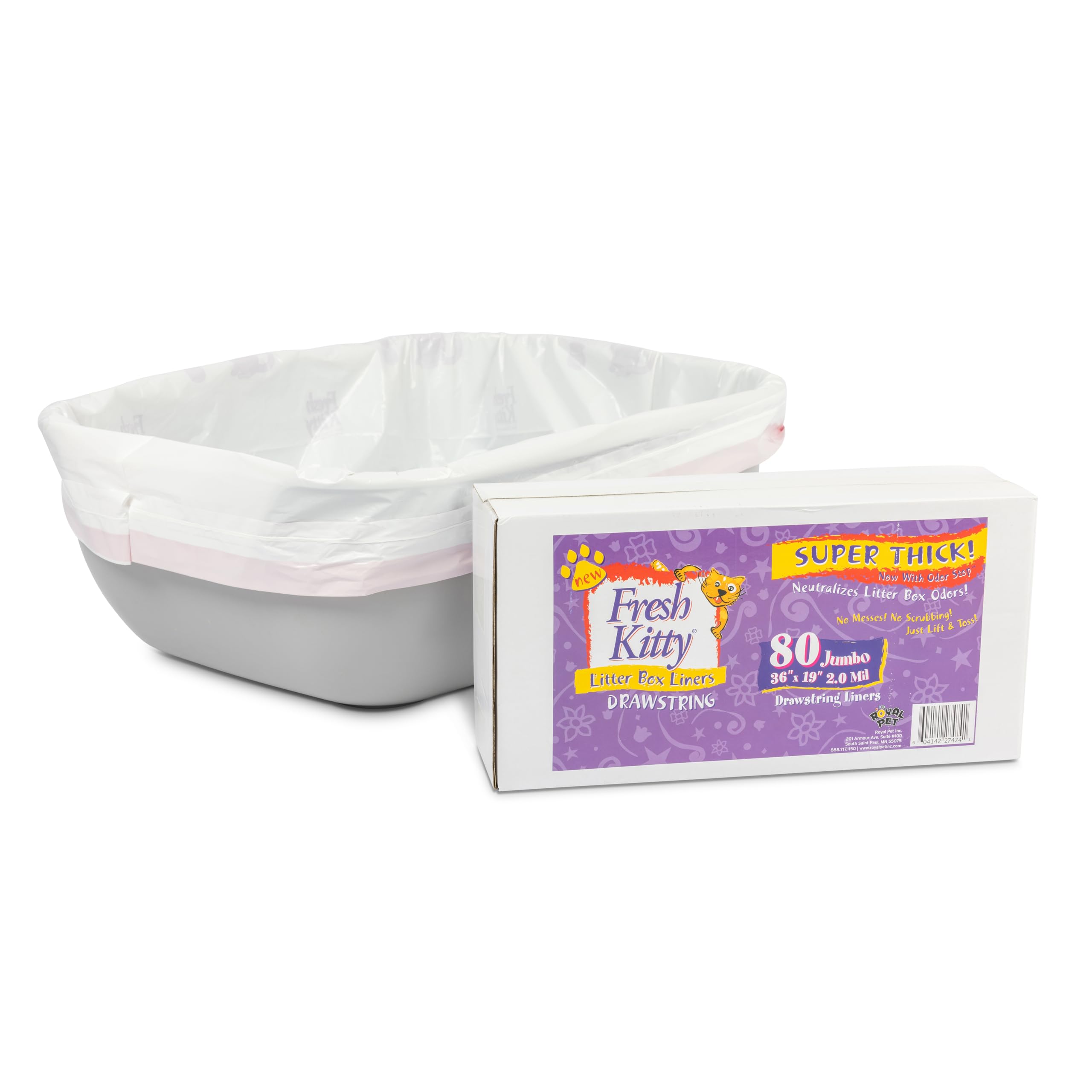 Ensemble Fresh Kitty: 80 sacs de litière pour usage domestique.
