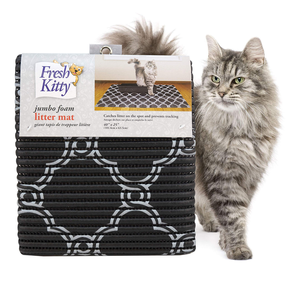 Fresh Kitty tapis-litière XL capte les débris autour de la litière.