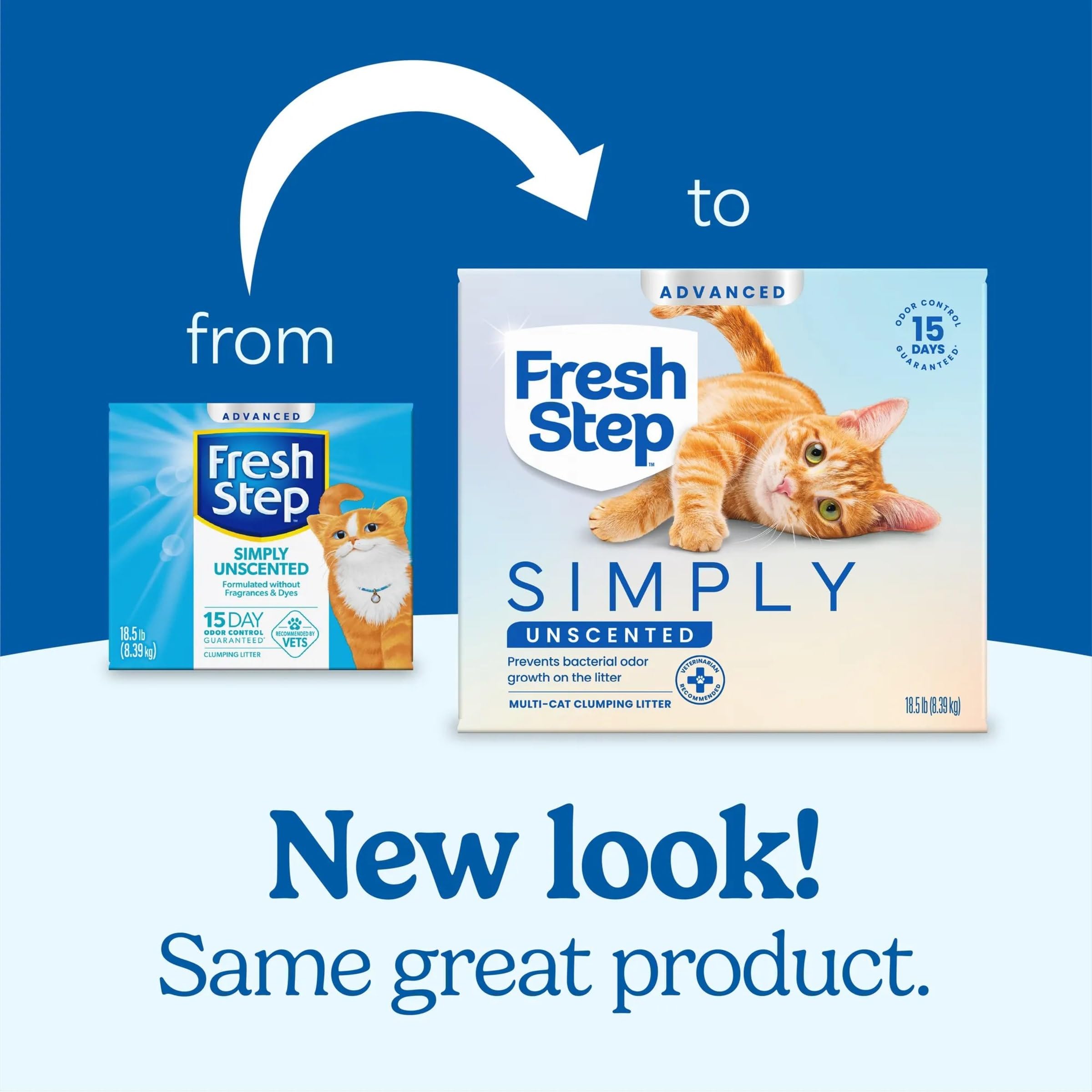 Fresh Step Advance, contrôle des odeurs 15 jours grâce à la technologie active.