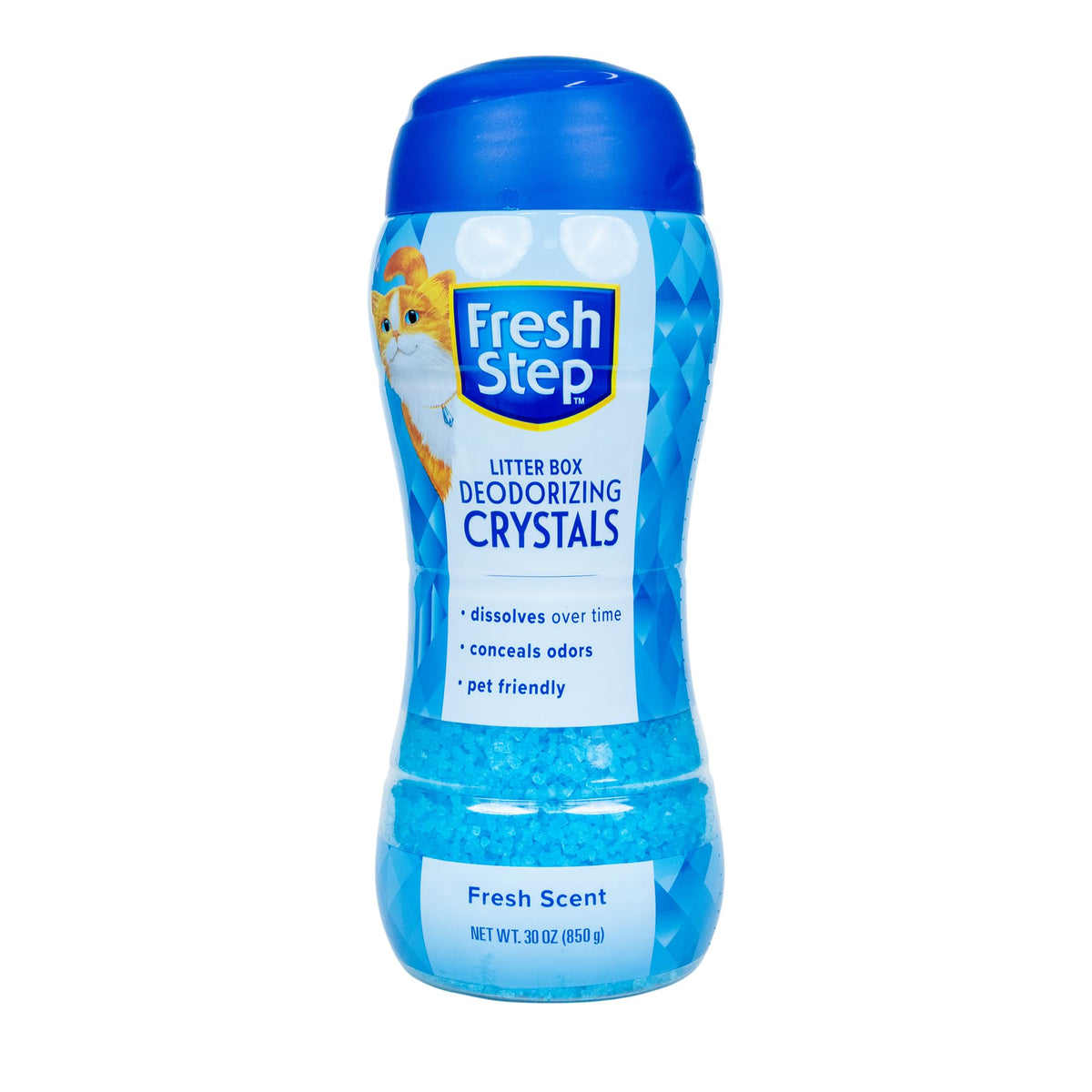 Fresh Step cristaux desodorisants pour litière absorbent les odeurs.