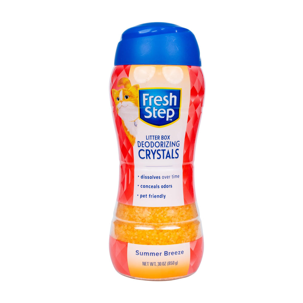 Fresh Step cristaux litiere odorants emballage ouvert prêt à l’emploi.