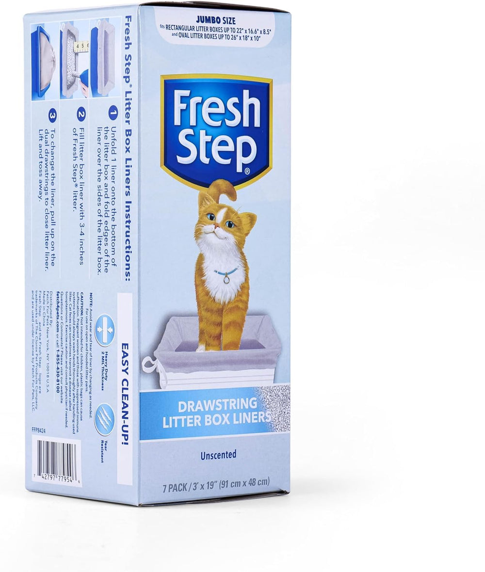Fresh Step Jumbo liner: film épais résistant pour durabilité et moins de déchirures.