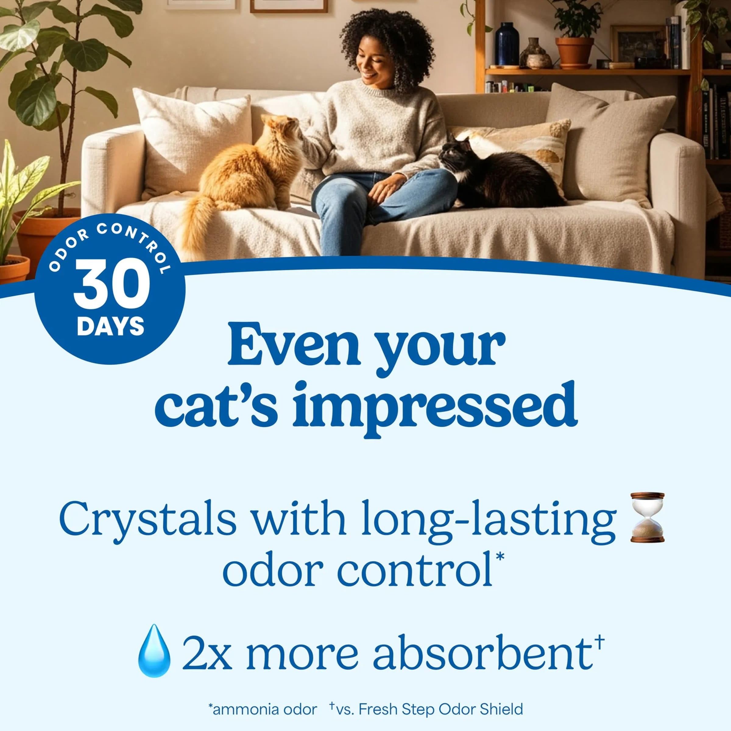 Fresh Step Litière Cristaux Chat — arôme Febreze pour une fraîcheur durable au foyer.