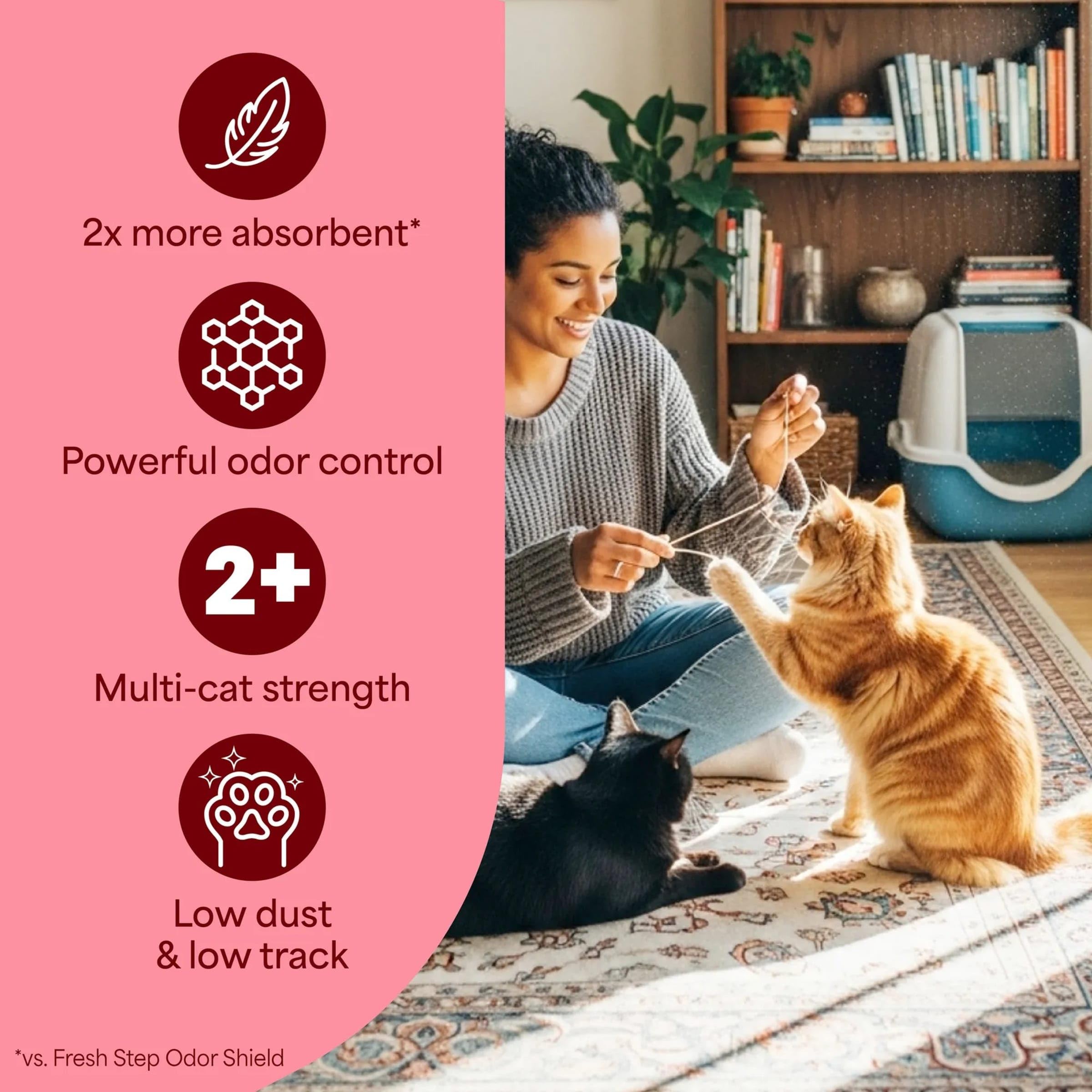 Fresh Step Litière Cristaux Chat — faible poussière pour des surfaces plus propres.