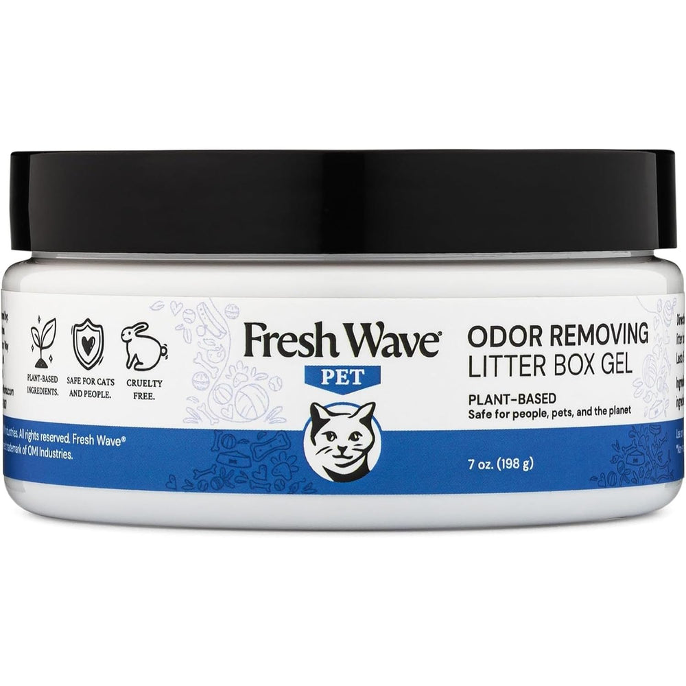 Fresh Wave gel anti-odeurs pour litière, bouteille 7oz près de la boîte