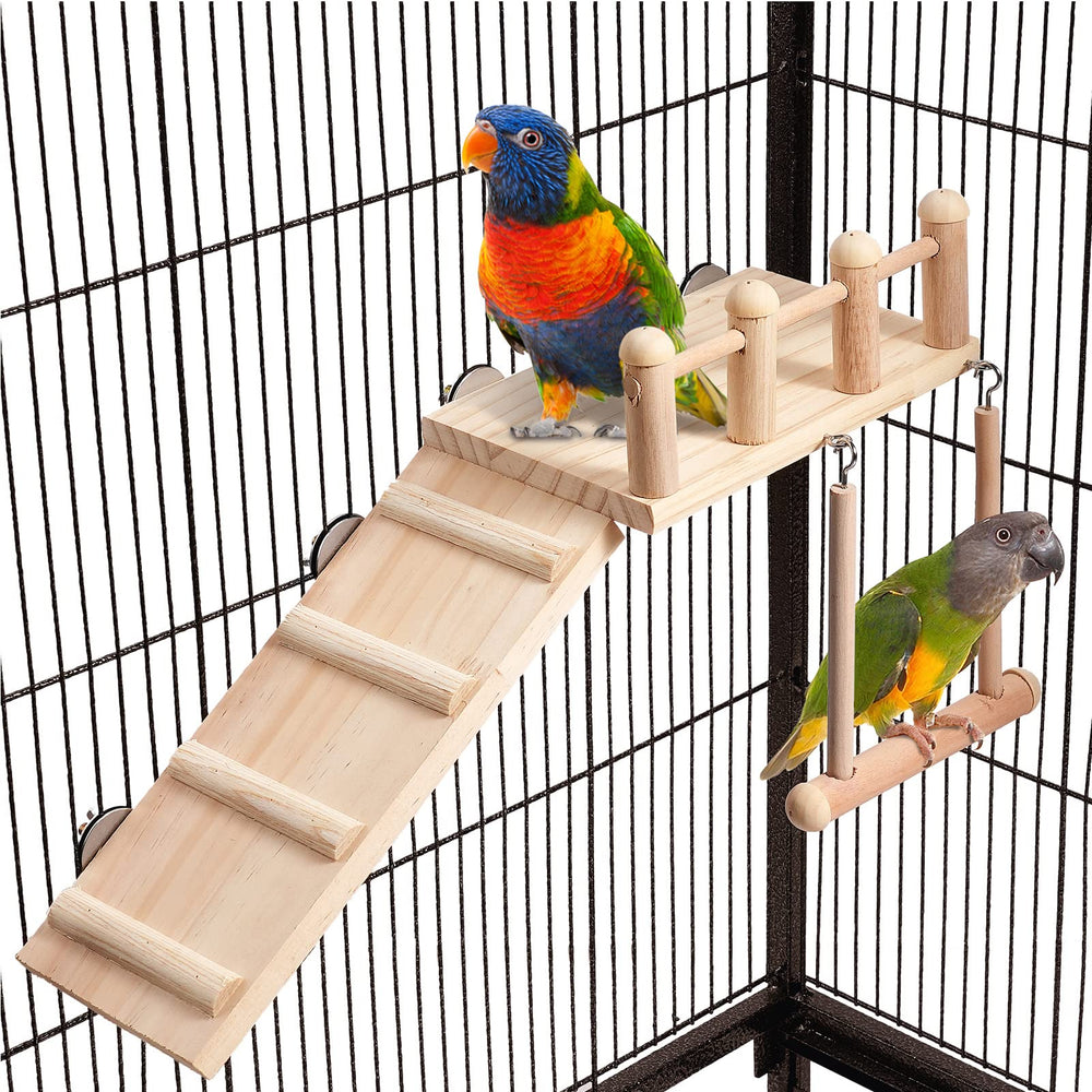 FrgKbTm perchoir‑plateforme‑balançoire pour petits oiseaux, stimulation et exercice