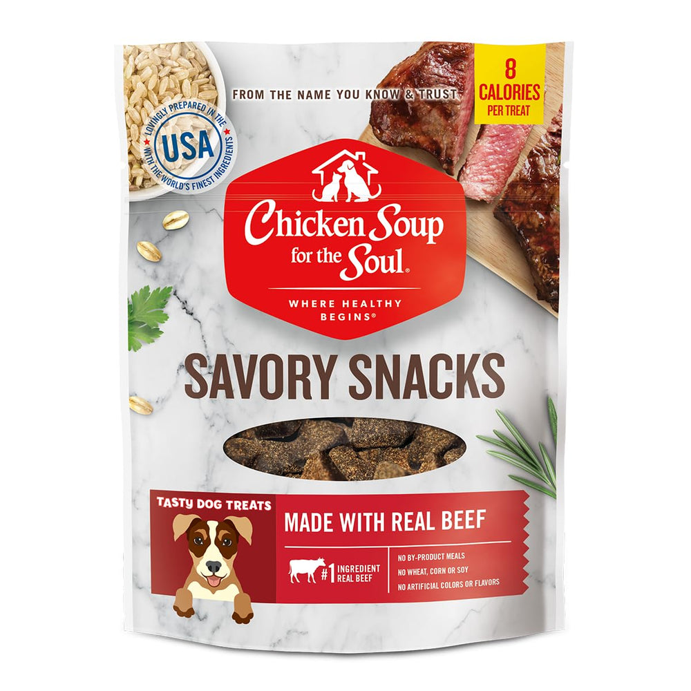 Friandises pour chien au boeuf Chicken Soup for the Soul, emballage pratique pour partager après l’exercice.