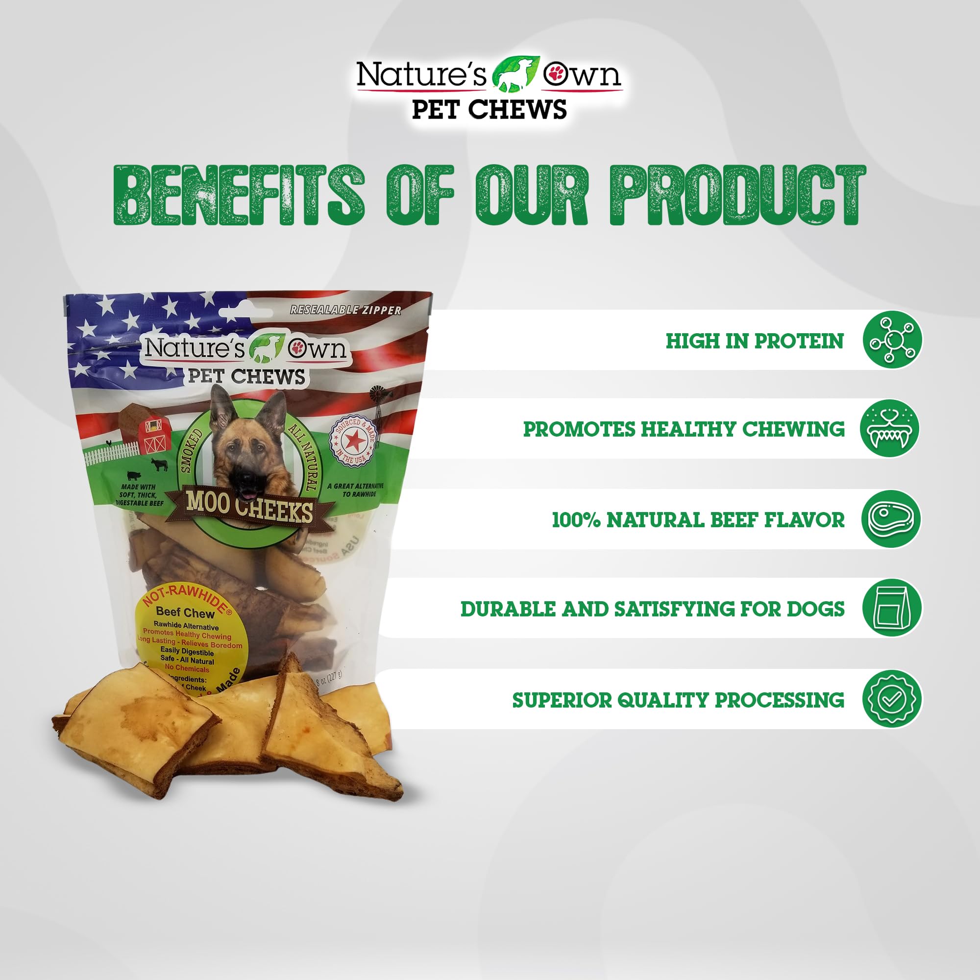 Ingrédients 100% naturels de Nature's Own, friandise bœuf tendre pour chiens.