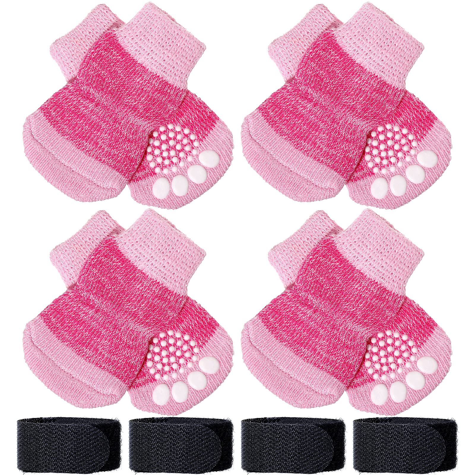 Chaussettes anti-glisse Frienda pour chat, patte rose, traction sur sols glissants