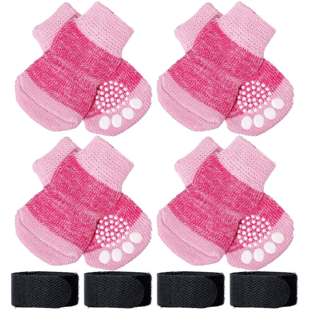 Chaussettes anti-glisse Frienda pour chat, patte rose, traction sur sols glissants