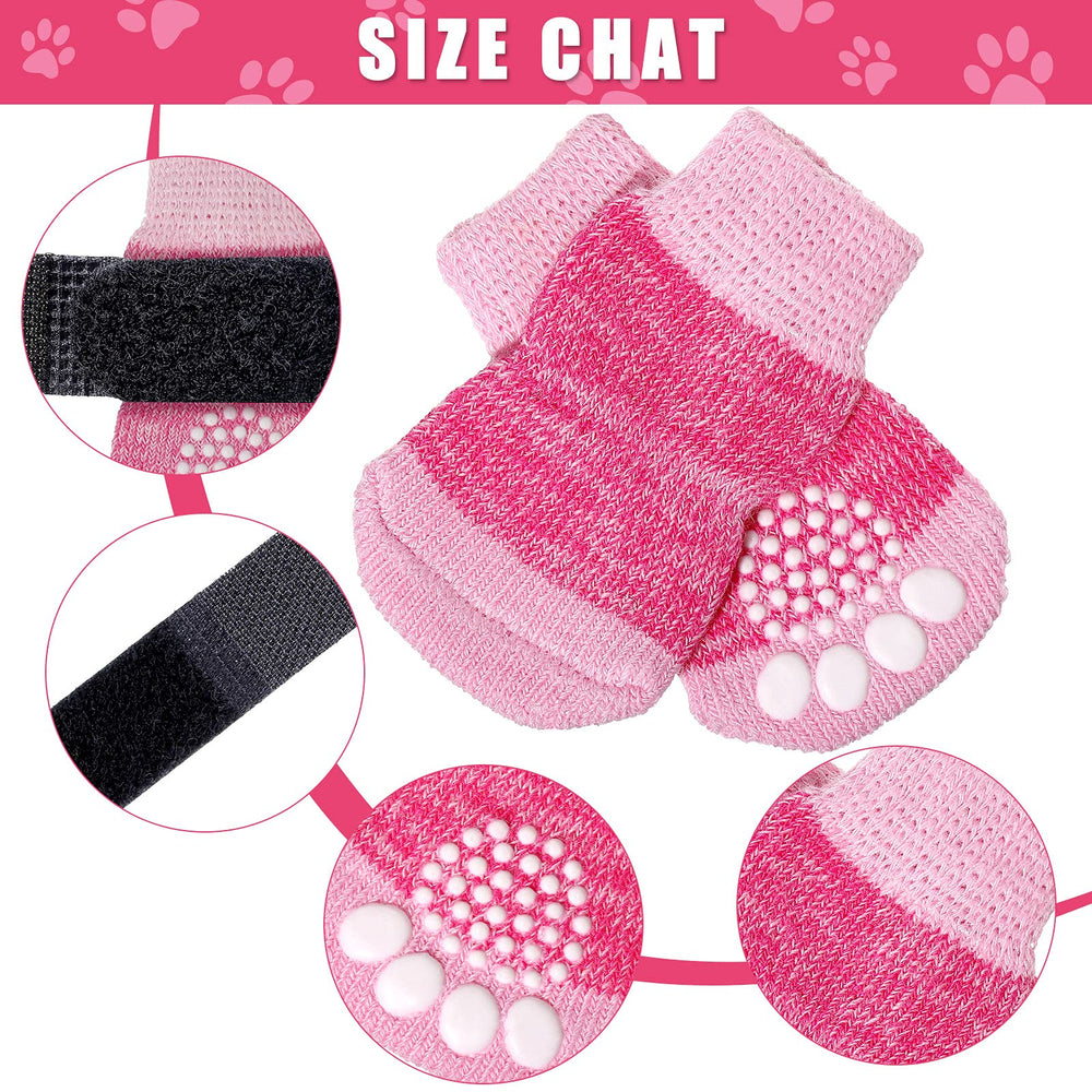 Chaussettes anti-glisse Frienda pour petit chien, patte rose, maintien sûr