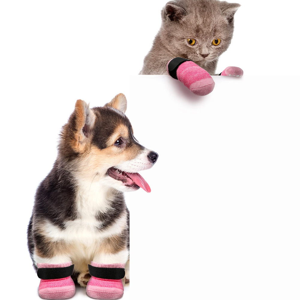 Chaussettes Frienda pour chien, patte rose, usage extérieur pratique