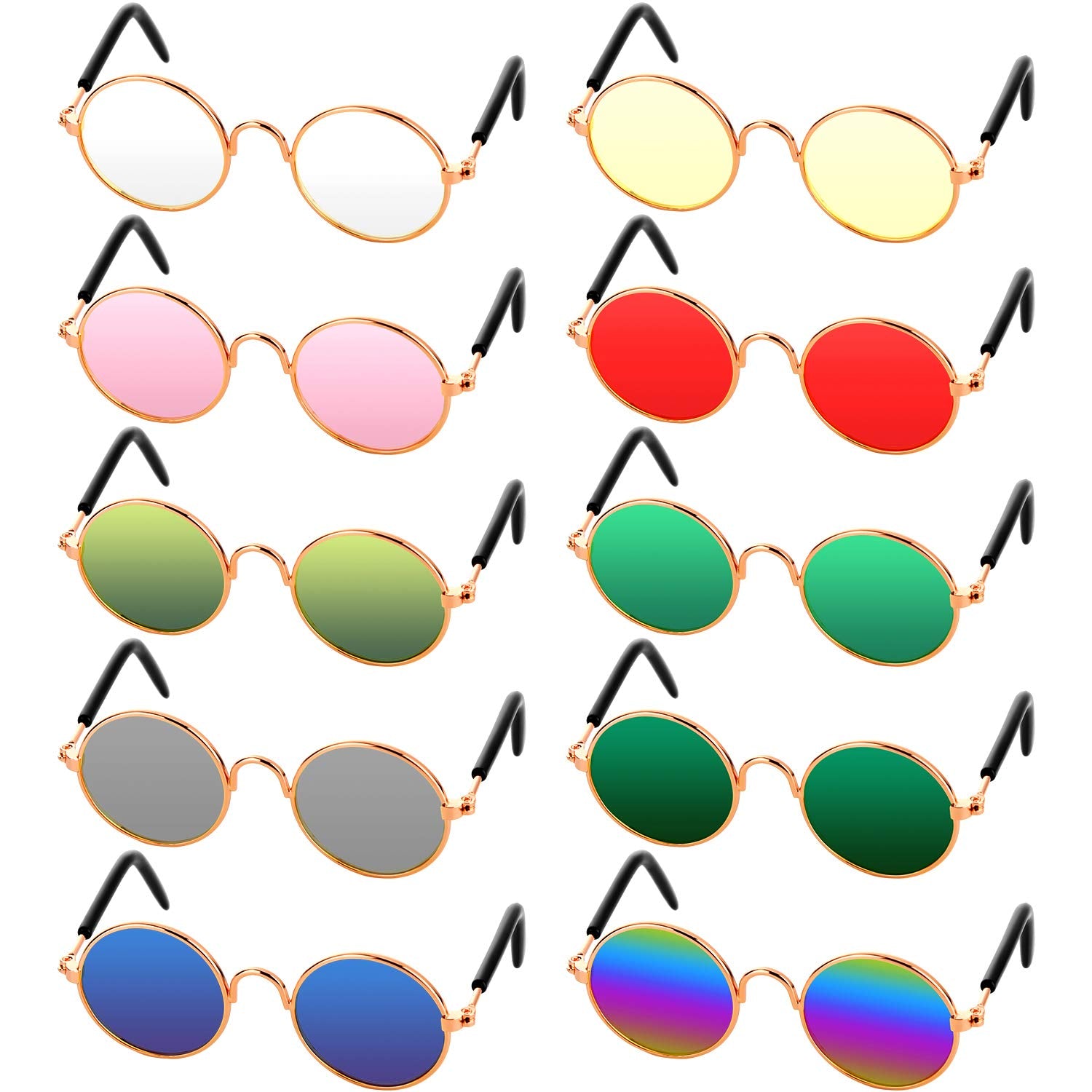 Frienda lunettes chat-chien rondes en métal, parfaites pour un look tendance et photos amusantes.