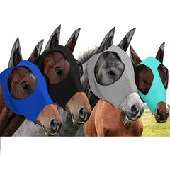 Frienda masque anti-mouche cheval ensemble quatre couleurs, prêt pour l'usage quotidien.