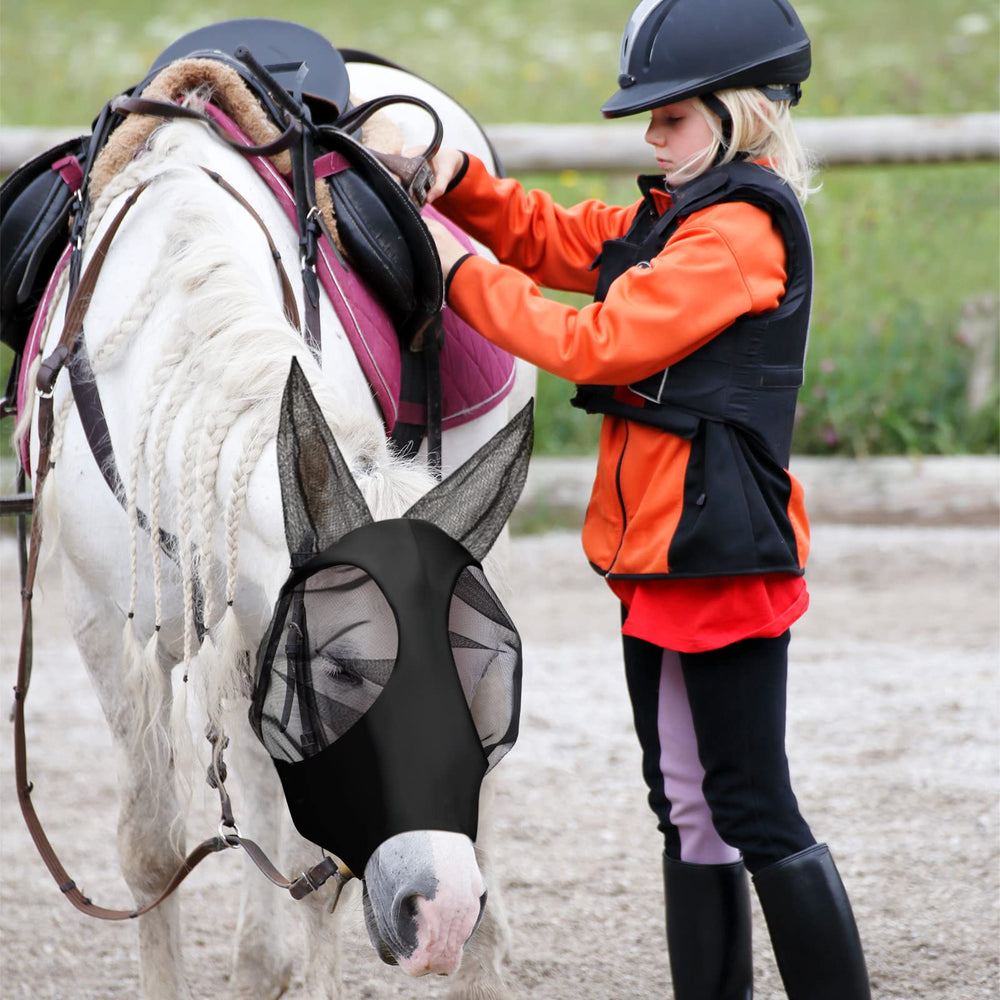 Frienda masque cheval tissu respirant offre ventilation et confort lors des sorties.