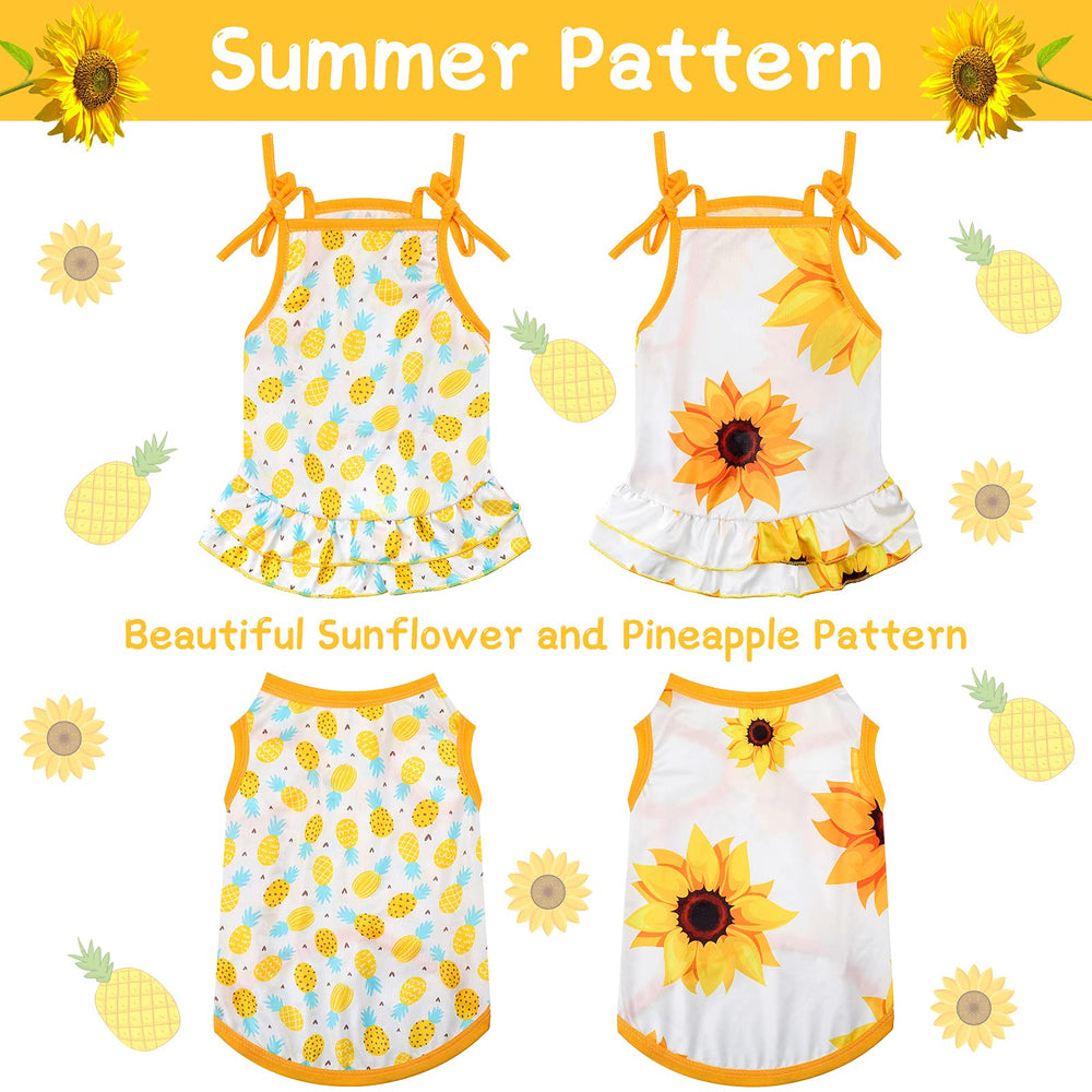 Robe Frienda pour chien motif tournesol, couleur vive et charmante.