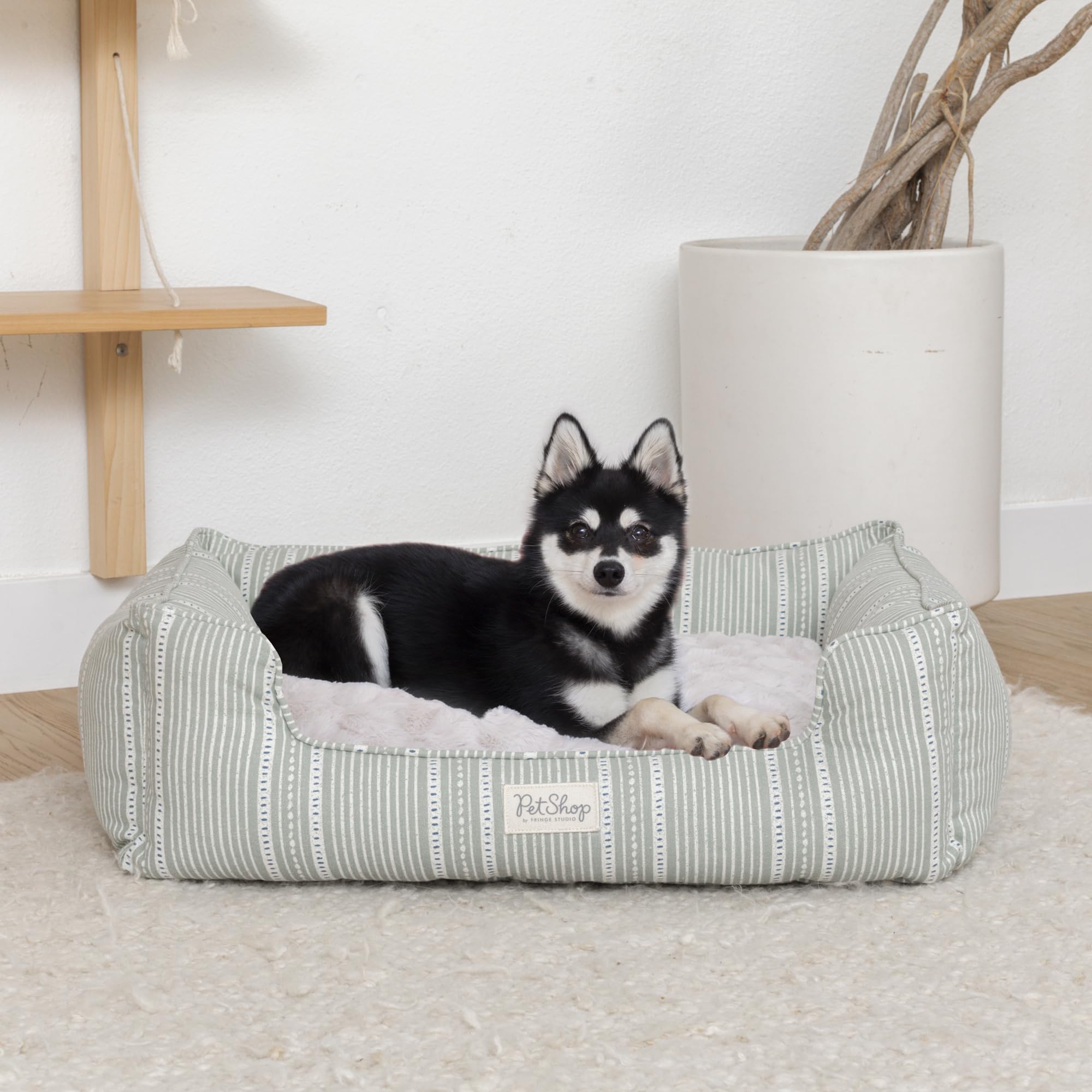 Coussin réversible Fringe Studio pour lit animal, confort doux et nettoyage facile