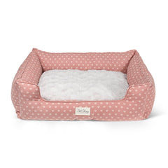 Fringe Studio Ditsy Block Dark Blush – coussin rectangulaire en coton, idéal pour petits chiens et chats.