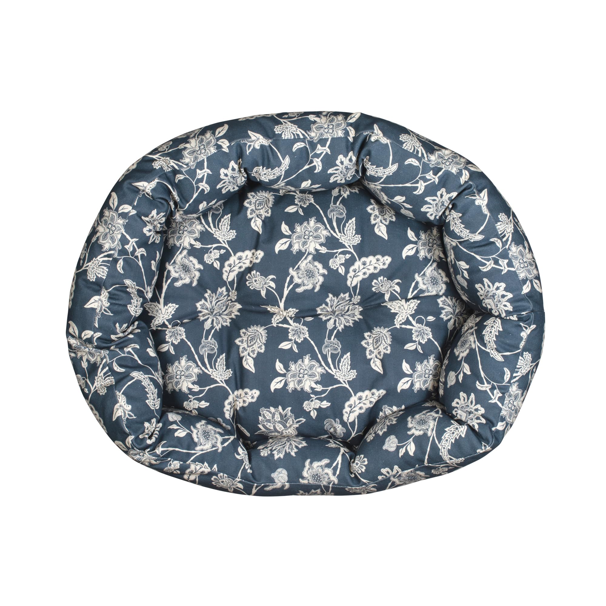 Fringe Studio Indienne Coastal Blue — coussin rond en coton, confort durable pour chiens.