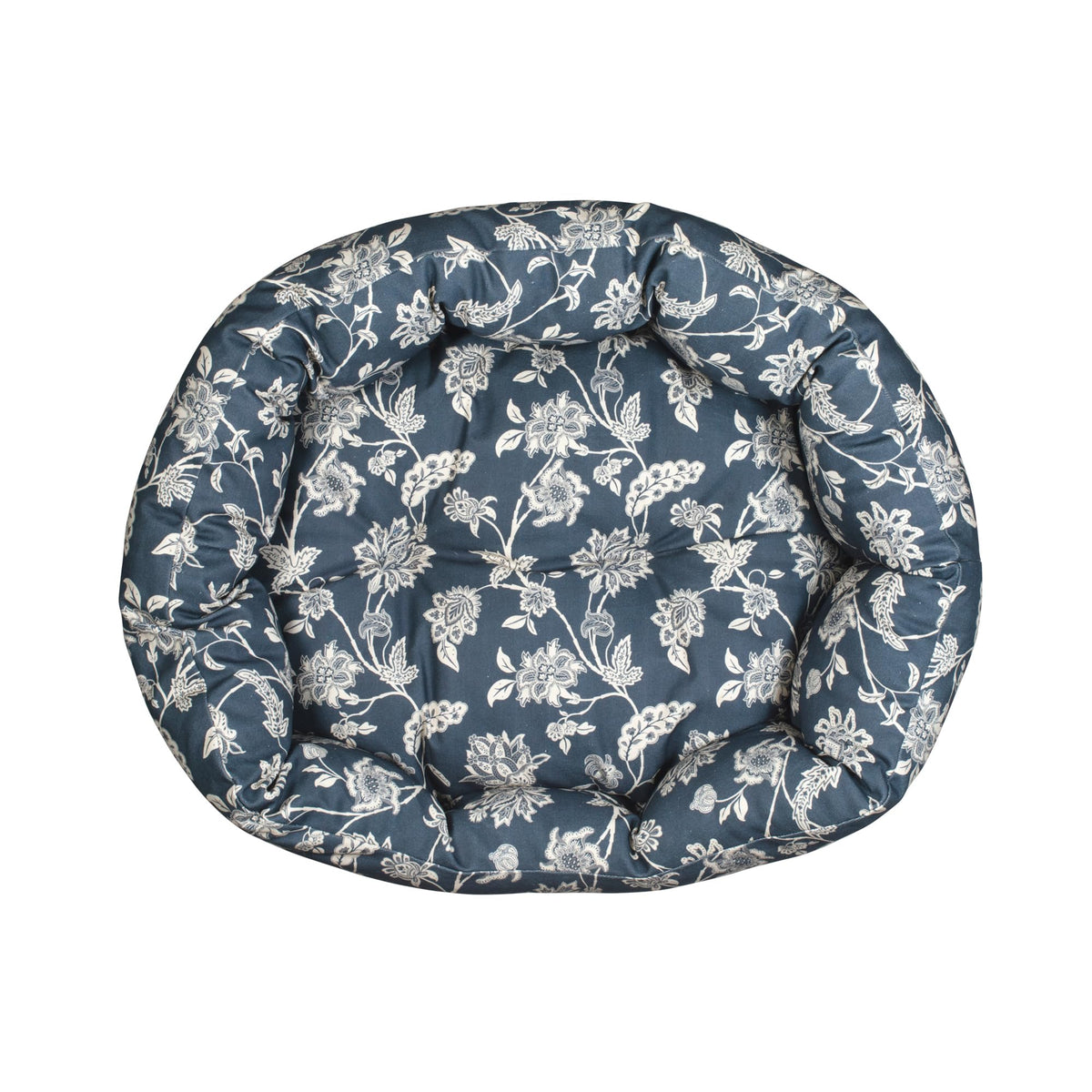 Fringe Studio Indienne Coastal Blue — coussin rond en coton, confort durable pour chiens.