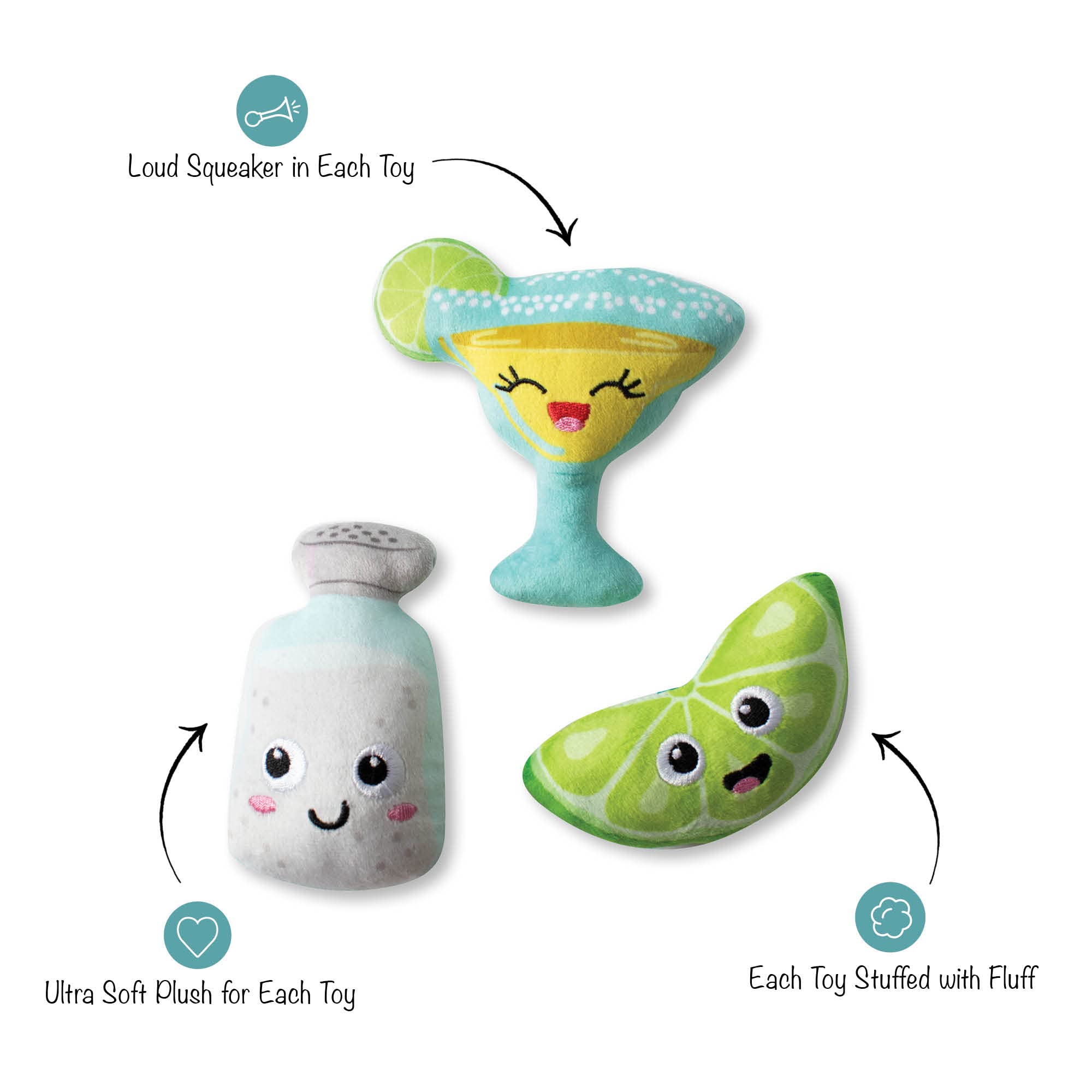 Jouet Fringe Studio avec sifflet bruyant, peluche colorée pour stimulation lors du jeu.