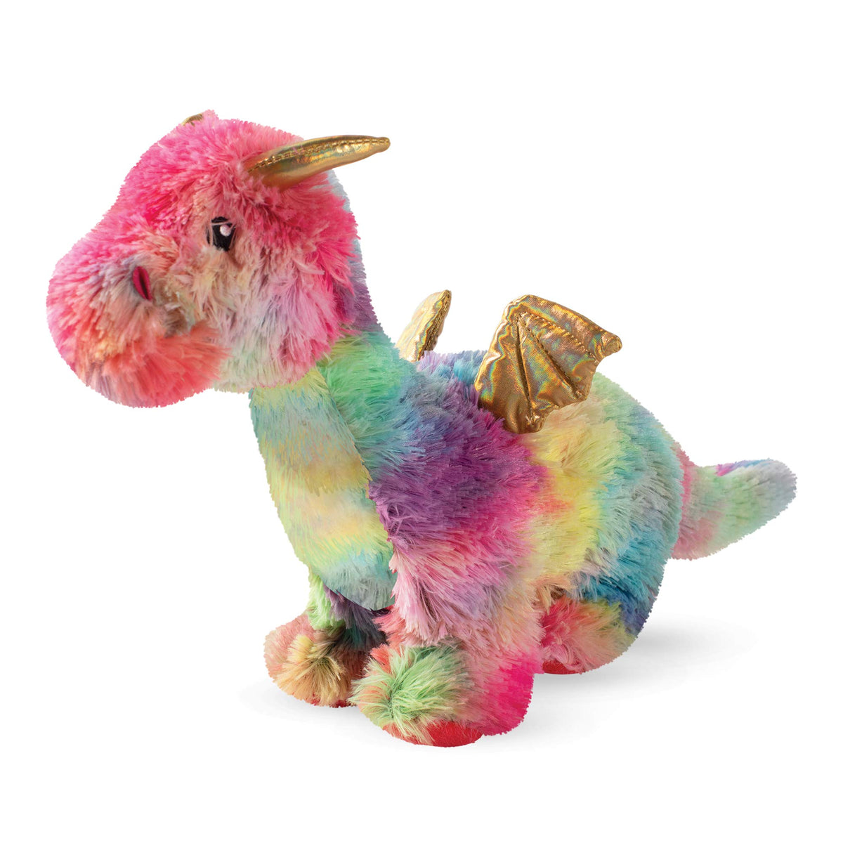 Peluche Fringe Studio dragon arc-en-ciel, idéale pour le jeu grâce à son cri puissant et son papier crissant.