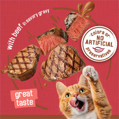 Friskies alimentation humide : nutrition complète pour chats adultes et chatons.