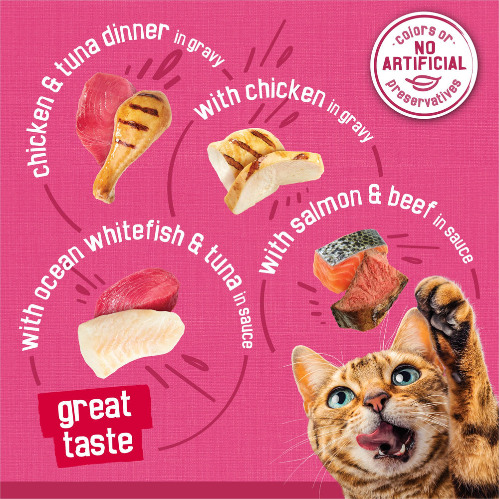 Arôme irrésistible Friskies attire le chat au repas.