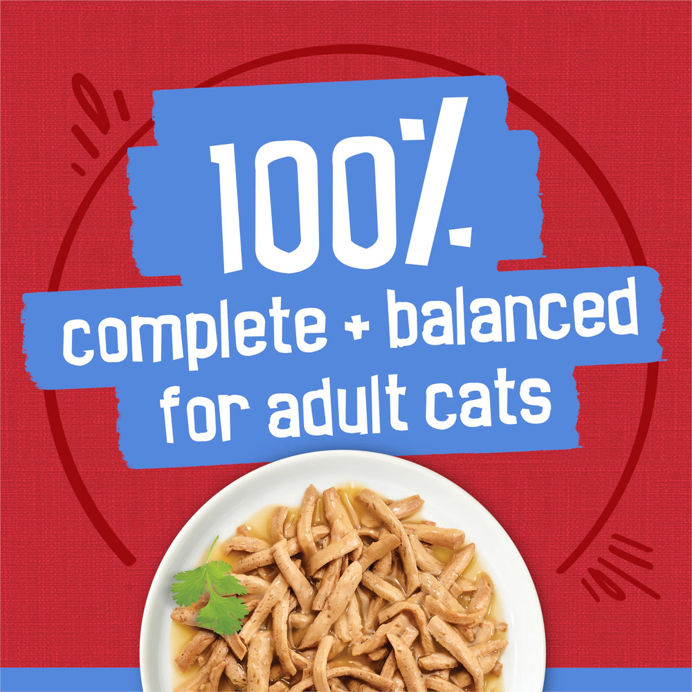 Friskies boeuf emince dans sauce, fabriqué dans des installations Purina aux Etats-Unis.