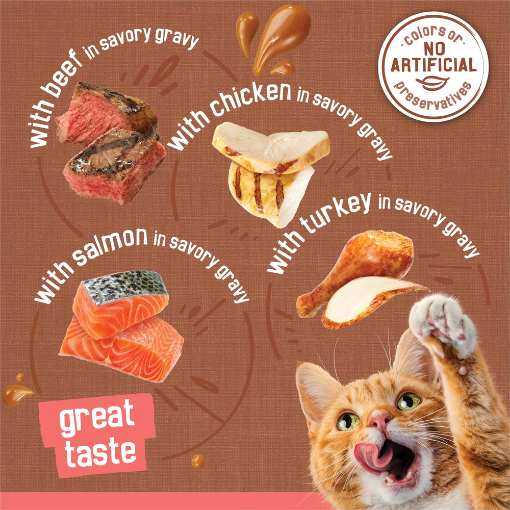 Friskies: boîte chat boeuf, morceaux tendres et goût robuste.