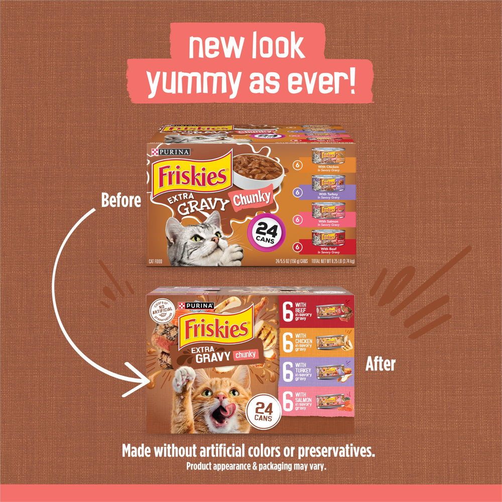 Friskies: boîte chat dinde, morceaux tendres pour variété de repas.