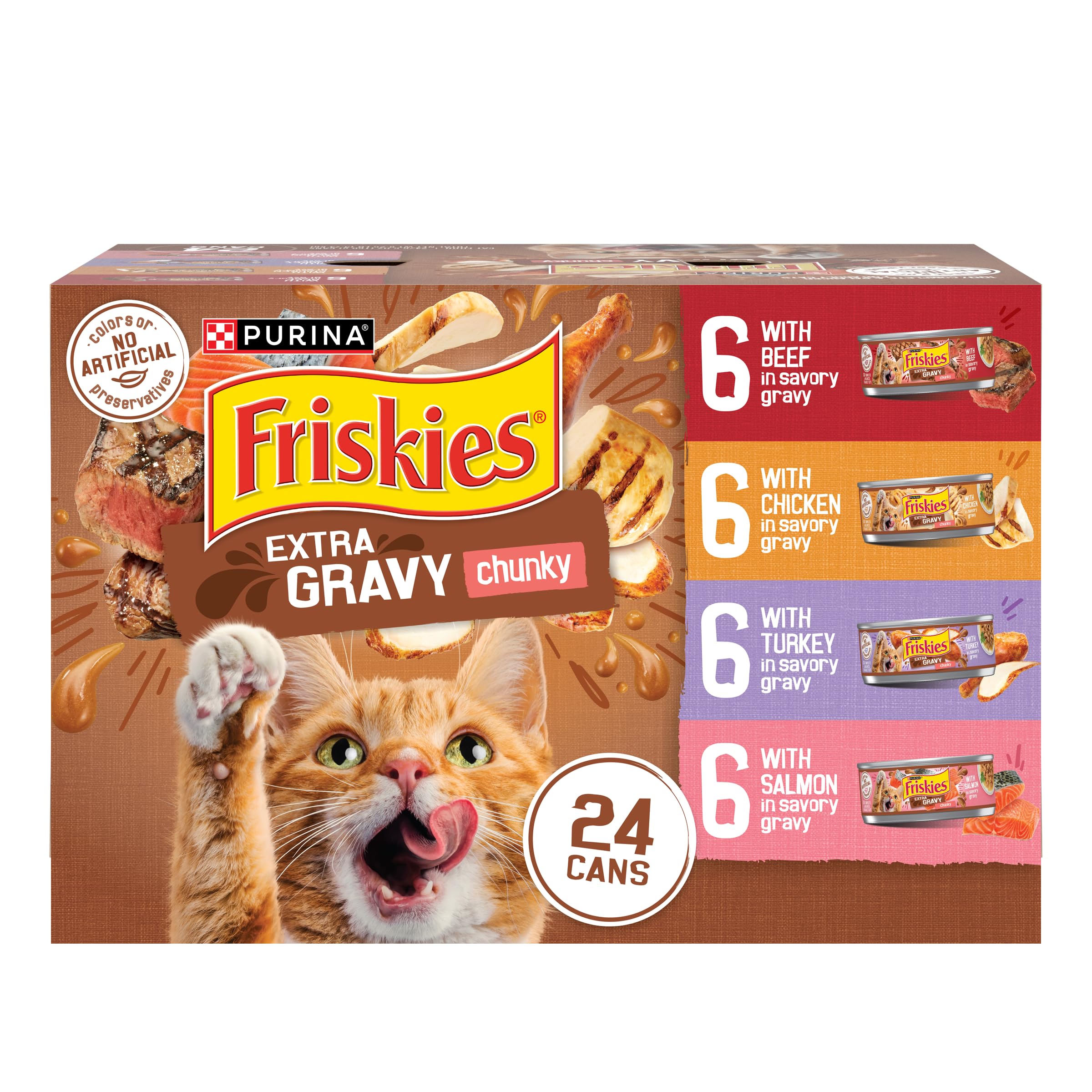 Friskies: boîte chat poulet, morceaux tendres pour repas savoureux.