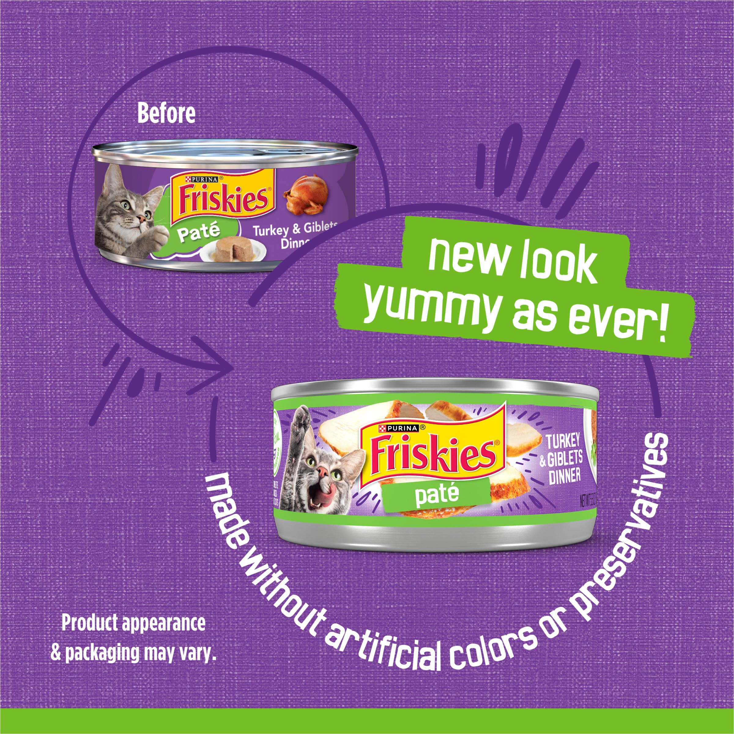 Friskies chat mange une boîte Pâté Dinde et Viscères, repas pratique.